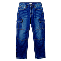 Pantalon cargo en jean tissé respirant et imperméable de haute qualité pour homme, multi-poches, coupe droite, délavage moyen, idéal automne-hiver