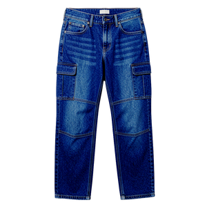 Pantalones Vaqueros Cargo de Mezclilla Transpirables e Impermeables de Alta Calidad para Hombre, con Múltiples Bolsillos, Lavado Medio, Pierna Recta, Ligeros de Algodón - Product Image 3