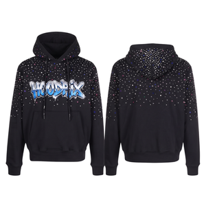 Sweat à capuche personnalisé avec strass, directement de l'usine, style mode, orné de cristaux étincelants et de diamants - Product Image 1