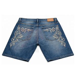 Fabricante Mayorista de Ropa: Shorts de Mezclilla Premium para Hombre con Adornos de Piedras, Ropa Urbana de Lujo, OEM Personalizado - Product Image 2