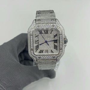 Montre personnalisée de luxe pour homme, mécanique, boîtier carré, sertie de moissanite VVS effet cristal de glace, style <span class=keywords><strong>Cartier</strong></span>, 40mm, Hip Hop - Product Image 2