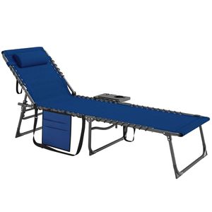 Sedia a Sdraio Pieghevole Blu Scuro per Uso Esterno in Giardino e Cortile - Product Image 5