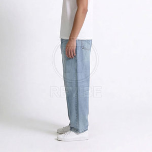 Pantalon en jean décontracté pour homme, coupe droite, sur mesure, 100% coton, écologique, respirant, léger - Product Image 4
