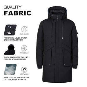 Manteaux d'hiver pour hommes, imperméables, coupe-vent, parkas épais, longs, à capuche, rembourrés, chauds, isolés, pour temps froid - Product Image 2