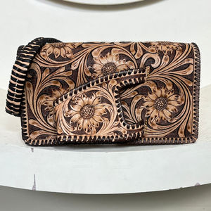 กระเป๋าสะพายข้างคาวบอยเกิร์ลกระเป๋าถือหนังแท้พร้อมช่องใส่มือดีไซน์แฟชั่นสำหรับผู้หญิง - Product Image 4