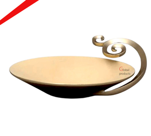 Plateau de service artisanal en métal pour fruits secs et chocolats, de qualité supérieure, pour la cuisine, l'hôtellerie et la table, avec finition argentée et dorée - Product Image 2