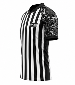Maillot d'arbitre rayé noir et blanc pour homme, col en V, manches courtes à motif de points circulaires, maillot de performance pour officiels de football - Product Image 3