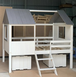 Blanco y azul Casa Loft Bed 23, desmontar muebles de paquete plano, fabricante de Vietnam, productos de alta calidad - Product Image 3
