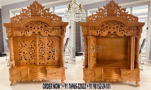 Mandir de madera de teca tallada a mano de calidad premium para decoración del hogar, estilo moderno, mandir Pooja para sala de estar, templo de diseño tradicional. - Product Image 2