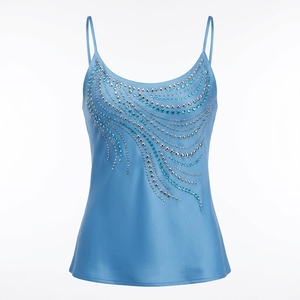 Top de Satén con Pedrería para Mujer, Elegante, sin Mangas, Diseño Personalizado - Product Image 1