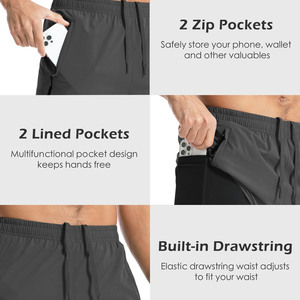 Pantalones cortos deportivos transpirables para hombre, elásticos en 4 direcciones, con logotipo personalizado impreso, pantalones cortos de alta calidad para hombre, cómodos, 100% algodón. - Product Image 4