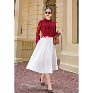Jupe midi évasée blanche élégante pour femme, taille haute, en polyester et élasthanne, décontractée, pour le bureau, conception personnalisée ODM OEM RYAN - Product Image 2