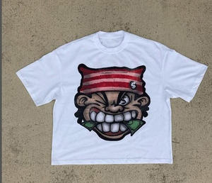 Camiseta Oversize de Algodón Pesado con Estampado Gráfico Personalizado de Alta Calidad y Bajo Asimétrico para Streetwear al por Mayor - Product Image 1