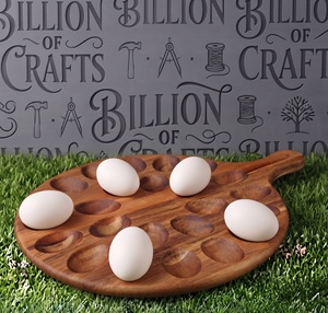 Bandeja de madera premium superventas para huevos rellenos, con 24 agujeros, redonda, con asa, para cocina y fiestas - Product Image 2