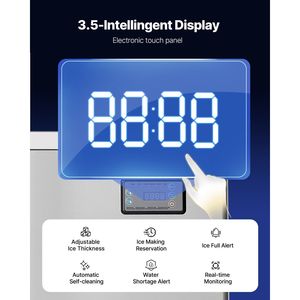 Macchina per il Ghiaccio Commerciale in Acciaio Inox con Autopulizia, Produzione 450 LBS/24H, Contenitore di Stoccaggio da 250 LBS - Product Image 5