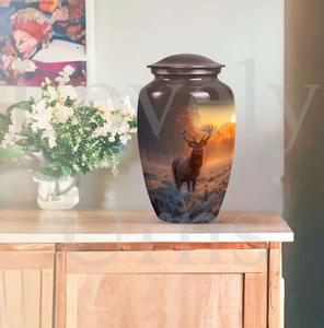 Urna Conmemorativa Única con Diseño de Ciervo y Gramófono para Cenizas, Recuerdo Decorativo, Urna de Homenaje - Product Image 3