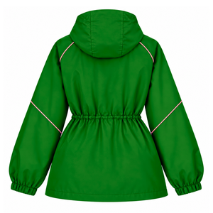 Alpha |   Kapa |   Alpha Damen Grüne Kapuzen-Regenjacke mit Reißverschluss Winddichte Jacke mit Verstellbarem Kordelzug an der Taille Outdoor Anorak Mantel - Product Image 4