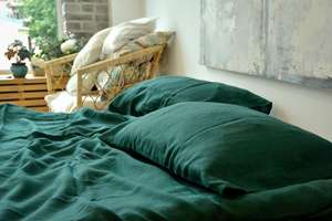 Parure de lit en coton délavé avec 2 taies d'oreiller, 3 pièces, pour lits doubles, queen et king size, brodée main, douce et confortable - Product Image 4