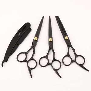 Ensemble de ciseaux de barbier professionnels OEM de haute qualité en acier inoxydable avec lames aiguisées de sécurité, lames de 6 pouces, kit de coupe de cheveux noir ANAAIF - Product Image 2