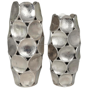 Silver Aluminum Flower <b>Vase</b> <b>Set</b> Handmade Eco-Friendly Modern Design Wedding & Christmas Home Garden Tabletop Decor - Product Image 1