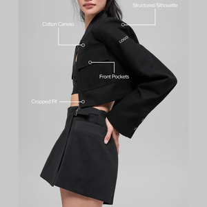 High demand Women's Cropped Utility Jacket Cotton Canvas Full Zip Jacket Streetwear Fashion Jacket Private <b>Label</b> OEM manufacture - Product Image 3