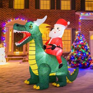 Babbo Natale Gonfiabile su Dinosauro con Luci LED, 2 Metri, Decorazioni Natalizie da Esterno per Giardino - Product Image 3