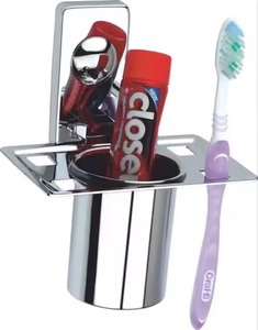 Modern Wall Mounted Toothbrush Holder Toothbrush Stand Organizer White <b>Brush</b> Holder Mug Soft Touch Coating in Iron Metal - Product Image 6