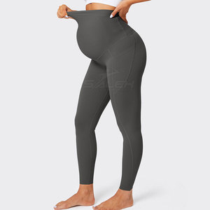 Legging de maternité de bonne qualité avec ceinture élastique, tissu doux et ajustement flexible pour le confort pendant la grossesse et le port quotidien - Product Image 4