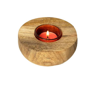 Ensemble de 3 porte-bougies en bois rustique, porte-bougies à cire naturelle pour la décoration de la maison, de la table de mariage - Product Image 2