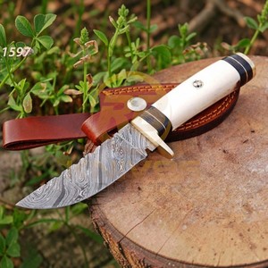 Professional Hunting <b>Knife</b> with Natural <b>Bone</b> <b>Handle</b> | Hand Forged Damascus Steel Bushcraft Camping <b>Knife</b> - Product Image 1