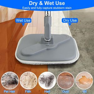 4pcs Reusable Microfiber Square <b>Mop</b> Pads Wet/Dry Floor Cleaning Home Use Machine Washable <b>Flat</b> <b>Mop</b> Replacements - Product Image 3