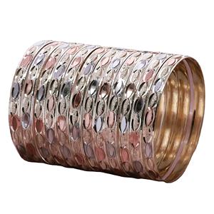 Brazaletes texturizados personalizados chapados en 3 tonos al por mayor, brazaletes de moda, joyería multitono, joyería de moda de 3 tonos, brazaletes de tres colores. - Product Image 6