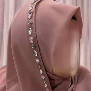 Crystal Chiffon Hijab Factory Wholesale Supply Bulk Brown Muslim Headscarf Stone Work Women <b>Shawl</b> Scarf Veil <b>Wrap</b> - Product Image 2