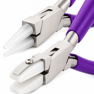 Tapered Baguette Cut Pliers Stainless Steel Jewelry Tool For DIY <b>Craft</b> <b>Wire</b> Looping Shaping Non Marring Purple Handle - Product Image 3