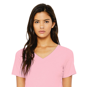 Wholesale Price Custom Logo OEM Services Available Breathable Womens V-Neck T-<b>Shirt</b> Solid Short Sleeve Top Canvas T <b>Shirts</b> - Product Image 5