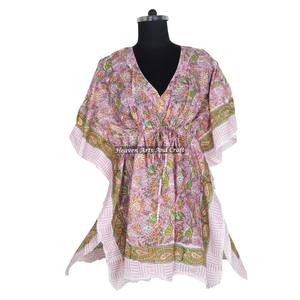 Nuevo Kaftán Indio con Estampado a Mano 2026, Modelo KFCS037, Vestido de Verano de Algodón, Kimono Holgado de Manga Corta para Mujer, Talla XL, ODM - Product Image 6