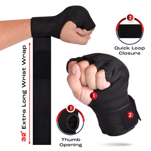 Half Finger Training Gloves With Velcro Wrist Support For Boxing Inner And Martial Arts Unisex Nylon Material - Product Image 3