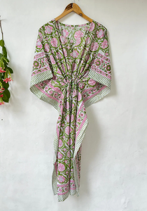 Vestido Kaftan Casual de Verano sin Mangas con Estampado Floral Tropical Digital, de Algodón, para Mujer, Islas del Pacífico Asiático - Product Image 4