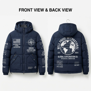 Premium 300T Knitted Polyester Breathable Quick Dry Puffer <b>Jacket</b> Warm <b>Quilted</b> Winter Coat <b>Navy</b> Blue Outdoor - Product Image 3