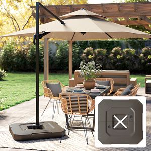 Set di 2 pesi per ombrellone da esterno marrone, base da 231 libbre, riempibili con acqua o sabbia, per ombrelloni a braccio laterale - Product Image 2