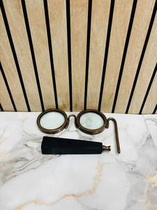 Lupa de Doble Lente de Latón Antiguo con Mango |   Lupa de Lectura e Inspección Vintage - Product Image 6