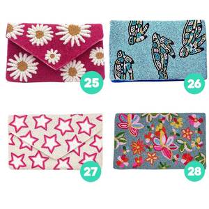 Sac à main décontracté en perles de verre multicolores certifiées MS Handicraft, poignée en perles, fait main en Inde, forme personnalisée, style baguette - Product Image 1