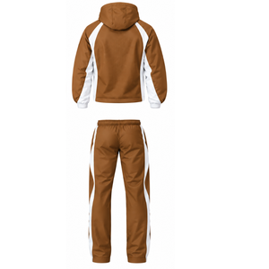 Conjunto Deportivo con Capucha Color Camel Blanco, Chaqueta con Cierre Completo y Pantalones a Juego, Uniforme Deportivo de Dos Piezas Personalizado para Entrenamiento de Equipo - Product Image 2
