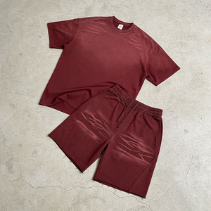 Custom Men's <b>Spray</b> Dyed Gradient T Shirt and Shorts <b>Set</b> Elastic Waist Drawstring Raw Edge Casual Streetwear Athletic Summer <b>Set</b> - Product Image 6