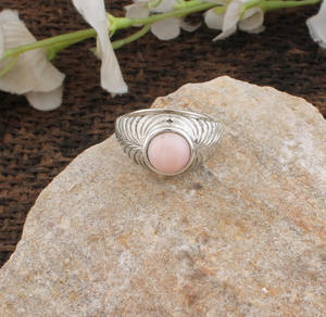 Bague classique en argent sterling 925 avec opale rose naturelle pour femme, pierre de naissance d'octobre, bijoux de mariage, vente en gros - Product Image 2