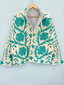 Chaqueta Bomber Unisex Bordada a Mano, de Algodón Transpirable, para Invierno/Otoño, con Diseño Floral Bohemio, Precio al por Mayor - Product Image 1