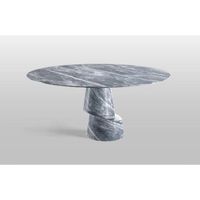 Table basse ovale en marbre avec pieds en colonne, table de salon de luxe pour ameublement de salon.