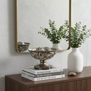 Bol sculpté en feuillage de bronze, sculpture artistique de table, design minimaliste, décoration de salon, centre de table rond en métal fait main - Product Image 1