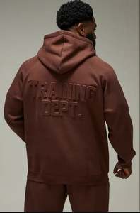 Sudadera Personalizada para Hombre de Alta Calidad, 100% Algodón, Fabricada por OEM, Sudadera Unisex Gruesa con Estampado de Letras y Relieve 3D, Sudadera con Capucha para Gimnasia - Product Image 4