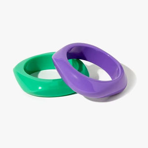 Bracelet en résine et acrylique pour femme, motif pois, rayures, cœur, géométrique, bijou fantaisie, cadeau, idéal pour les fêtes - Product Image 1